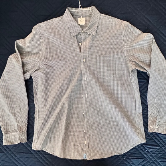 Lands' End Canvas Shirt Men's Size Large Navy & White Check 100% Cotton - Picture 1 of 6